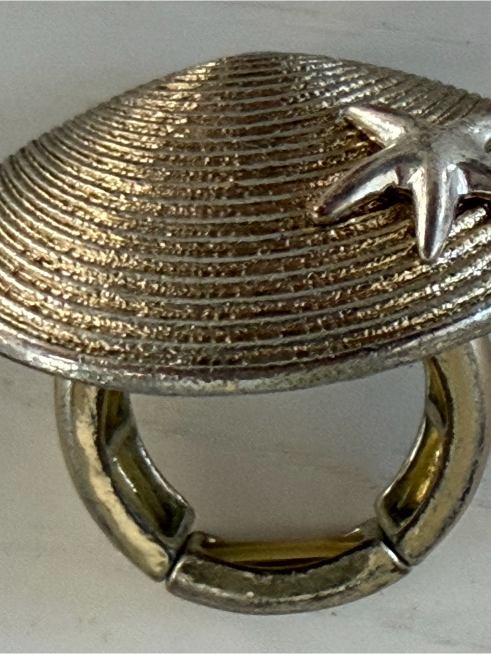 Gold-Tone Starfish Shell Adjustable Ring